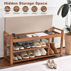 39.4in Shoe Bench with Coat Rack, Entryway Shoe Rack Organizer for Hallway - Image 3
