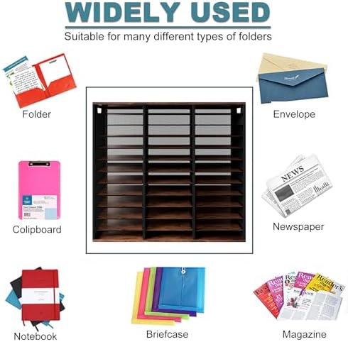 PAG Mass Mail Sorter - Adjustable Mail Holder, Countertop Literature Organizer, Student Mailbox for Classroom, Desktop Bill Paper Organizer for Office Home School, 36 Compartments, Brown - Image 5