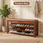 Shoe Rack Bench Entryway Storage with Leather Cushion, 47.2" - Image 2