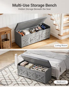 Amada 39.4" Shoe Storage Bench, Entryway Bench with Cushioned Seat, Gray - Image 6