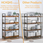 HCHQHS 4 Tier Bookshelf, Adjustable Industrial Bookcase, Vertical Tall Book Shelf, Wood and Black Metal Open Bookshelves for Home Office, Living Room, Bedroom - Image 6