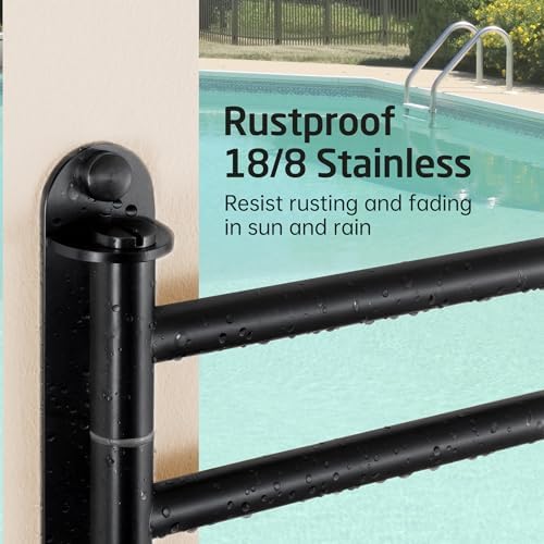 KES Extra Long 19.5" Swivel Towel Rack, Black Swing Arm Towel Bar 4-Arm, Swing Out Towel Rack for Bathroom Wall, Hand Towel Racks Wall Mounted 18/8 Stainless Steel Matte Black, A2103S4L50-BK - Image 6