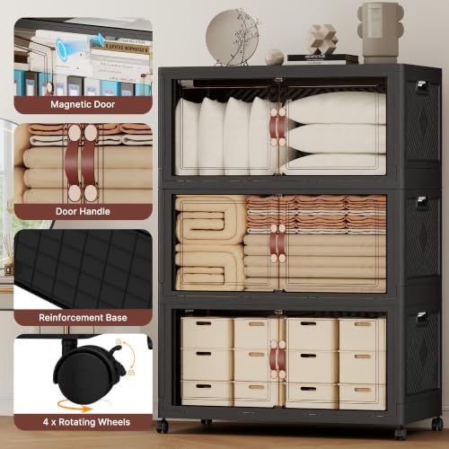 1120QT Extra Large Stackable Storage Bins with Lids & Wheels - Image 4