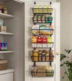 Mefirt 12 Inch Wide Narrow Over The Door Pantry Organizer 6-Tier Black by Mefirt