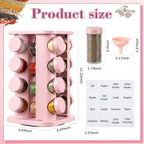Yungyan Pink Square Rotating Spice Rack with 16 Empty Jars and Labels - Image 4