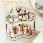 2-Tier Corner Bathroom Counter Organizer, Larger Size, White - Image 5