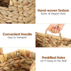 BTSKY Woven Magazine Holder, Hanging Water Hyacinth Mail Baskets for Wall - Image 4