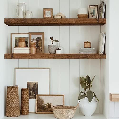 QEEIG Long Floating Shelves for Wall (Brown, Set of 2, 35.4") - Image 6