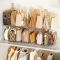 Stackable Bag & Purse Organizer for Closet Shelf Acrylic Shelf Dividers for Closet Organization, Clear Handbag Purse Storage Organizer Divider, Keep Clutch, Wallet, Pocketbook Upright, 4 Pack by MSHOMELYDIRECT