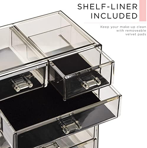Sorbus Makeup Organizer, 6-Drawer Acrylic 2-Piece Set (Black Jewel) - Image 6