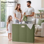SOLEDI 180L 3-Section Laundry Hamper with Lid, Extra Large Dirty Clothes Basket with Sturdy Handles for Laundry Room & Bedroom - Durable Organizer for Sorting Laundry - Image 2
