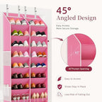 Criusia Over the Door Shoe Organizer, 20-30 Pairs Heavy-Duty Hanging Shoe Storage with Large Pockets, 10-Tier Door Shoe Rack with 4 Hooks for Sneakers Sandals Heels Boots (Pink) - Image 5