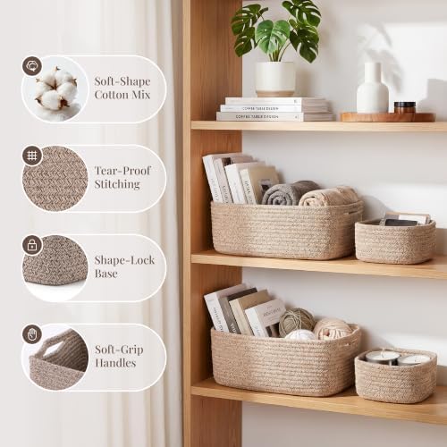 Storage Baskets for Shelves, 5 Pack, 2 Sizes Organizer Bins - Image 3