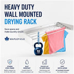 Maplefield Wall Mounted Foldable Drying Rack - Heavy Duty 50 lb Laundry Rack - Rust Resistant Indoor & Outdoor Use - Easy Wall Mount Installation - Image 5