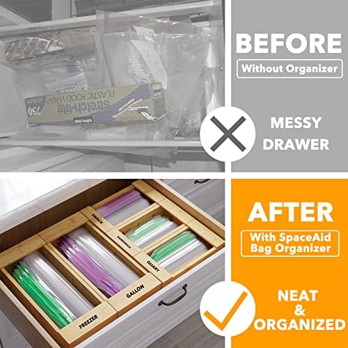 SpaceAid WrapNeat 2 in 1 Wrap Dispenser, SpaceAid Bag Storage Organizer for Kitchen Drawer, (5 Pack Set) - Image 3