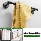 20pcs Bathroom Hardware Set, Matte Black Bathroom Hardware Set, Including 16" Hand Towel Bars, Toilet Paper Holders, Towel Rings, Robe Towel Hooks - Image 2