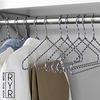 Clothes Hangers 30 Pack Stylish Fabric Wrapped Metal, Space Saving Coat, Velvet, Pant Hangers for Closet Organization, Durable Non-Slip, Navy/White Wardrobe Essentials Bulk Storage - Image 4