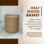 KOUBOO Seagrass Half Moon Basket, Handwoven Laundry Hamper Basket with Lid, Handles, & Removable Liner, Home Decor and Organization, Natural - Image 2