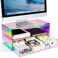 Gelite Acrylic Computer Monitor Stand for Desk Monitor Riser with Drawer Desktop Monitor Shelf with Storage, Iridescent by Gelite