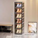 Foldable Shoe Rack Organizer Stackable Shoe Storage Box for Entryway, Closet & Bedroom Large Capacity Sneaker Containers Bins with Lids 6 Pack Black - Image 4