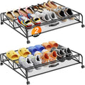 Under Bed Shoe Storage Organizer, 2 Pack Under Bed Storage Containers with Wheels for Under Bed Shoe Organizer Drawer Space Saving for bedroom by LeArex