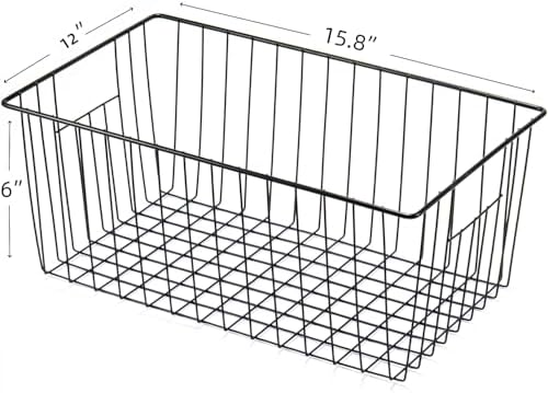 4 Pack Freezer Organizer Bins - Stand up Freezer Organizers for 16 Cu.Ft Upright Freezer, Easily Get Food Improve Air Circulation, Wire Storage Baskets, Black - Image 5