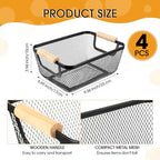 Ziliny 4 Pcs Mesh Wire Baskets for Organizing, Small, Black - Image 2