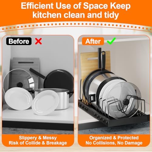 FLSEPAMB 2 Pack 16.5" Deep Expandable Pots and Pans Organizer Under Cabinet - Image 2