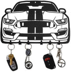 MOOH Key Holder for Wall - Metal Automotive Key Holder With 6 Hooks - Unique Car Gift for Men, Women, Car Lovers & Enthusiasts - Cool Man Cave Decor (Ford Mustang 2021, Black) by MOOH