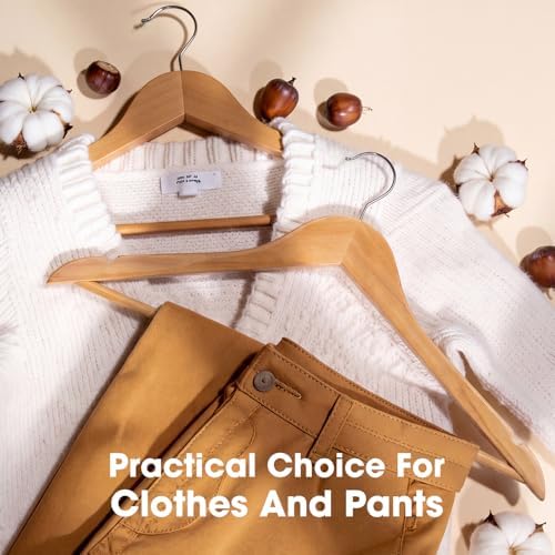 Wooden Hangers 30 Pack Solid Wood Hangers,Heavy Duty Coat Hangers for Closet, Wooden Clothes Hangers for Suits, Shirts, Pants, Jackets(Natural) - Image 4