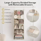 GRANNY SAYS Hanging Closet Organizer, 3 Drawers, 6 Shelves, Beige - Image 5