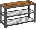 VASAGLE 3-Tier Shoe Rack, Storage Bench with Metal Mesh Shelves and Seat by VASAGLEbySONGMICSHOME
