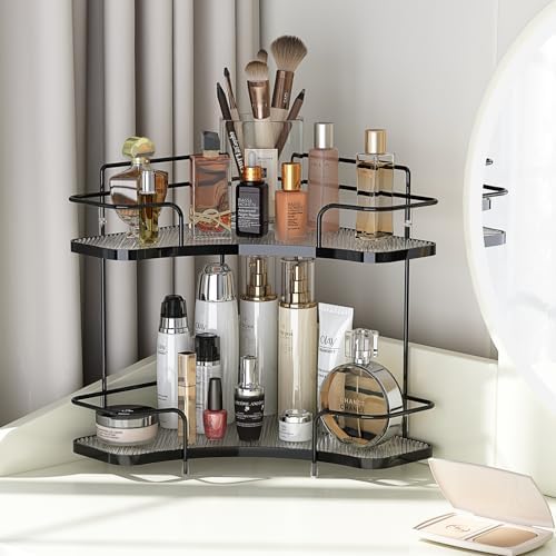 FOLLOWIN 2 Tier Corner Bathroom Counter Organizer, Corner Makeup Organizer - Image 2