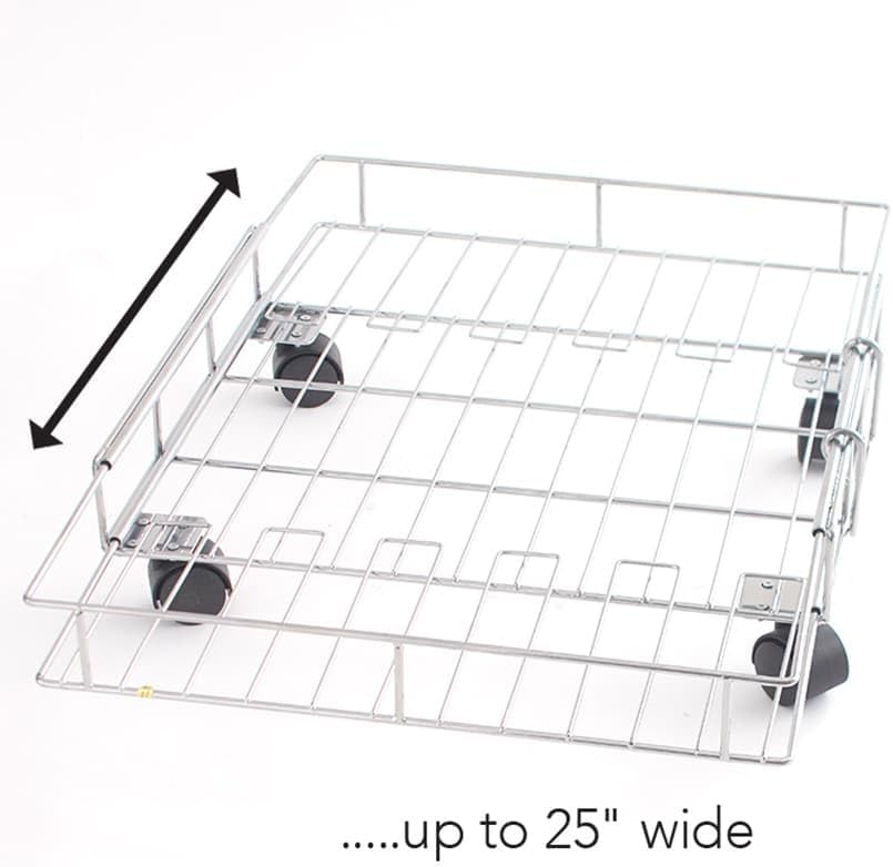 MSR Imports Expandable Rolling Metal Storage Basket-Home and Kitchen Storage Solution,Silver - Image 3