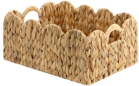 StorageWorks Wicker Baskets for Nursery, Water Hyacinth Scalloped Baskets by StorageWorks
