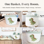 Dinosaur Baby Storage Basket, Woven Cotton Rope Nursery Bin, 15x11 in - Image 5