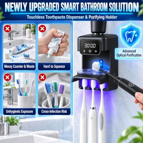 Touchless Automatic Toothpaste Dispenser Wall Mounted Kids and Adult,Black - Image 2