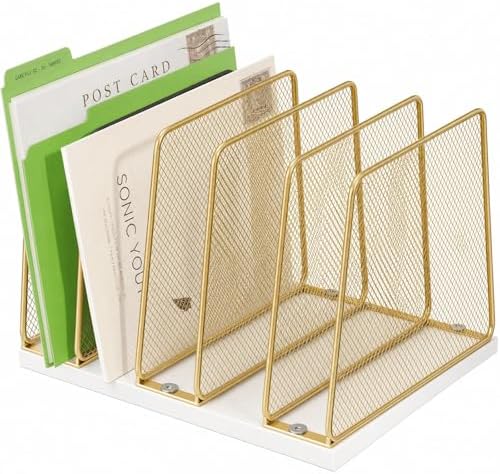 5-Section Vertical File Organizer for Desk, Gold by HOME