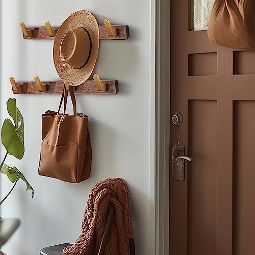 Wall Mounted Coat Rack, Metal Wood with 4 Hooks - Image 5