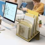 Delifox Inclined Desk File Organizer,Vertical File Folder Holder Stand Metal Rack File Sorter for Office Classroom Desktop Organization (2, Gold, 5) - Image 7