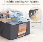 Lifewit 4 Pack 90L Clothes Storage Bins with Lids, Foldable Blanket Storage Bags with Zippers, Clear Window and Reinforced Handles, Closet and Organization for Clothing, Sweater, Comforter, Bedding - Image 4