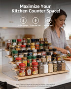Tiered Spice Rack Organizer for Countertop & Cabinet, 5-Tier 19.9in Kitchen Seasoning Storage Shelf, Space Saving Standing Spice Organizer, Wooden & Acrylic, Solid Wood - Image 4