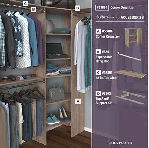 ClosetMaid SuiteSymphony Wood Corner Shelf Unit, 2 Shelves, Adjustable, Stacking, for Storage, Closet, Clothes, Shoes, Décor, Natural Gray - Image 4