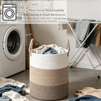 70L Woven Laundry Basket,Large Clothes Hamper with Handles- Brown - Image 6