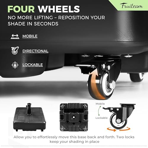 FRUITEAM Umbrella Base with Wheels, 100 LBS Heavy Duty Patio Umbrella Stand - Image 3