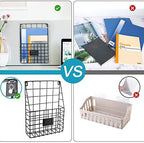 Storage Racks, Metal Wire Wall Mounted Magazine Holder, Wall Hanging Organizer holder for Files, Newspapers, Magazines with Tag Slot for Office, Home Organization, Black - Image 4
