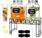 Accguan 1-Gallon Drink Dispenser,2 Pack Glass Drink Dispenser with Tin Lid by Accguan