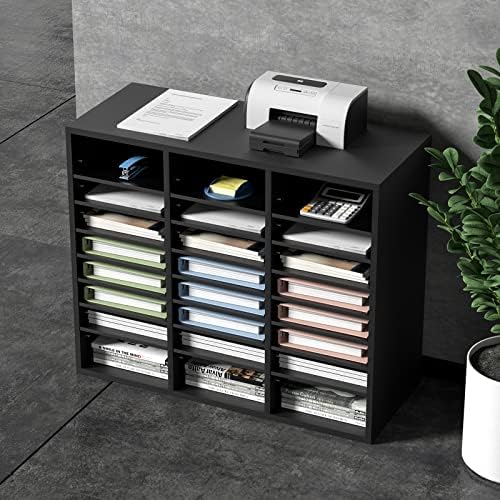 VEVOR Literature Organizers, 24 Compartments Office Mailbox with Adjustable Shelves, Wood Literature Sorter 29x12x24.4 inches for Office, Home, Classroom, Mailrooms Organization, EPA Certified Black - Image 2