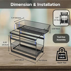IBERG 2 Tier Bathroom Organizer Under Sink with Pull Out Drawer (Black) - Image 2