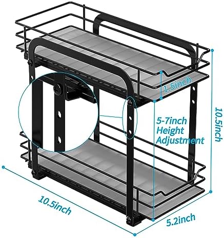 BOIVSHI Spice Rack Organizer for Cabinet, 2 Tier Pull Out Spice Organizer for Cabinet Height Adjustable Heavy Duty Metal Basket for Inside Cabinets & Pantry Closet (5.5''Wx10.5''Dx9.5''H) - Image 6